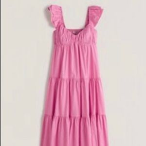 Abercrombie and Fitch Ruffle Sleeve Poplin Midaxi Dress